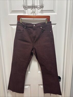 LOFT Kick Crop Jeans Brown Raisin 10